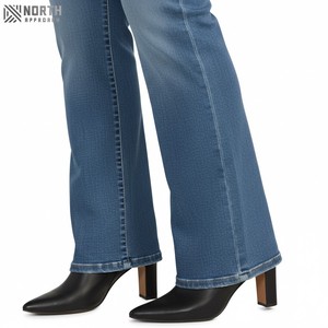 Pantalón de algodón hasta el tobillo de alta calidad para mujer, pantalones vaqueros informales transpirables para mujer, hermosos botones plateados bordados lavados - Product Image 3