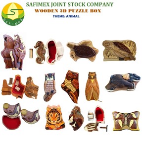 Boîte à bijoux en bois artisanale avec intarsia, boîte secrète 3D pour cadeau de Noël, fabriquée en usine au Vietnam. - Product Image 3
