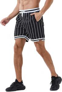 Shorts de basketball décontractés rétro pour hommes avec poches, en maille athlétique, pour la gym, le sport, l'entraînement, avec cordon de serrage, motif uni, en polyester - Product Image 3
