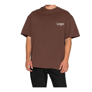 T-shirt de qualité supérieure en gros en coton pour hommes de grande taille, épaule tombante, manches courtes, respirant avec impression bouffante - Product Image 2