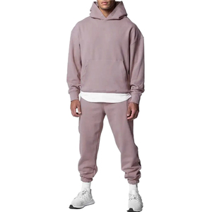 2025 Custom Logo Heavyweight 100% Cotton Hoodie and <b>Jogger</b> Set Oversize Pullover Sweatsuit with Sweatpants for Men and Unisex - Product Image 1