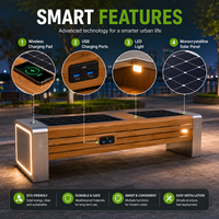Banc solaire intelligent pour extérieur avec chargeur sans fil, USB, WiFi, LED pour parc, ville intelligente, fabricant OEM
