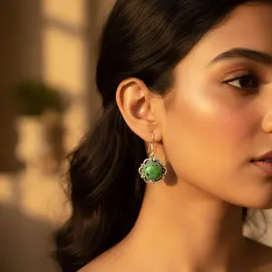 925 Sterling <b>Silver</b> Floral Stud <b>Earrings</b> with Turquoise Diamond Zircon <b>Pearl</b> Cute Wedding Engagement Party Jewelry for Women - Product Image 2