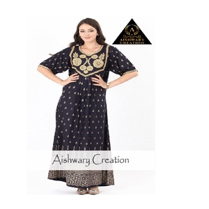 Elegante Vestido Maxi Bordado con Cuello, Abaya de Algodón Transpirable para Mujeres Musulmanas, Manga Larga, Uso Diario, Talla Grande - Product Image 2