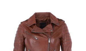 Lady's Vintage Style Sheep/Cow Genuine <b>Leather</b> <b>Jacket</b> with Zipper Closure Customized Logo Winter ODM Supply - Product Image 3