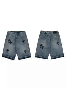 กางเกงขาสั้นผ้ายีนส์ของผู้ชายผ้าคอตตอน100% มีกระเป๋าสีเข้มแบบลำลองสำหรับฤดูร้อนตามสั่ง - Product Image 2