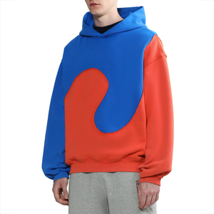 Parche de contraste de bloque de <span class=keywords><strong>Color</strong></span> personalizado de fábrica trabajo Sudadera con capucha de peso pesado de algodón polar de alta calidad 600 Gsm 2026 - Product Image 1