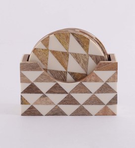 Triangle Brown White MDF <b>Table</b> <b>Coaster</b> with Stand - Product Image 4
