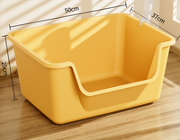 Bac à litière carré en plastique écologique et durable pour chats, capacité 65L, avec pelle, design spacieux pour chats