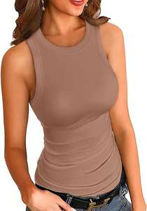 Débardeurs de sport en coton blanc de style décontracté à col rond côtelé respirant personnalisé OEM pour femmes - Product Image 5