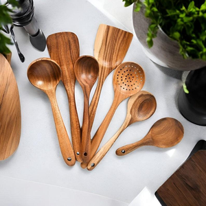 Juego de cucharas de madera hechas a mano de diseño elegante con bordes lisos y Construcción fuerte Ideal para mezclar agitando por glowin fashion - Product Image 2