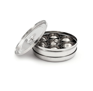 Caja de especias de acero inoxidable, 7 compartimentos con tapa, caja de especias de acero con espejo, utensilios de cocina, precio superior - Product Image 1