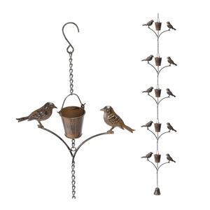 Chaînes de pluie en métal pour jardin, 8,5 pieds, style antique vintage, résistantes aux intempéries, faites à la main, avec motif colibri - Product Image 3