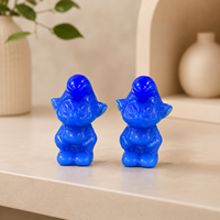 Figurine d'elfe bleu en opale naturelle sculptée à la main, décoration en pierre précieuse pour la maison, le bureau, la collection et cadeau unique