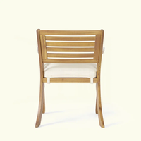 Chaises d'hôtel en teck massif, avec mousse moelleuse et tissu en coton doux, adaptées à une variété d'intérieurs