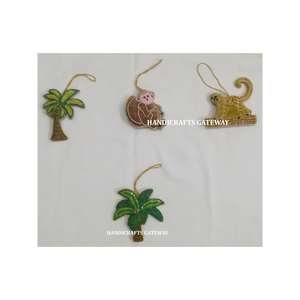 Belle faite à la main au prix le plus bas le plus attrayant Zari broderie mélange couleur personnaliser forme arbre de noël ornements suspendus - Product Image 1