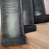 Rouleau de tissu denim noir tissé sergé extensible épais avec dos en tissu éponge 8 fils teint en fil Lizhi XH385K, couleur personnalisée