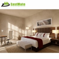 Ensemble de meubles de chambre à coucher modernes en MDF, lit en bois avec tiroirs de rangement pour la maison et les projets hôteliers et de villas