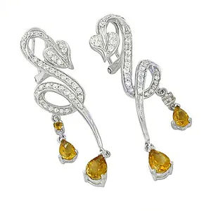Romantic Heart Cut Crystal Drop Earrings <b>for</b> Women 925 Silver Wedding Jewelry - Product Image 3
