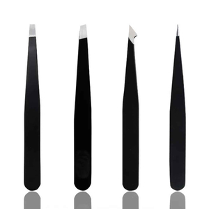 Pinzas profesionales de acero inoxidable al por mayor de fábrica Lyder, pinzas para cejas personalizadas negras con logotipo personalizado - Product Image 5