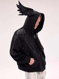 Sudaderas con Capucha de Algodón Negro Personalizadas con Cuernos de Diablo, Sudaderas con Capucha de Felpa con Orejas para Ropa Urbana, Halloween-Cosplay, Fabricante OEM - Product Image 3