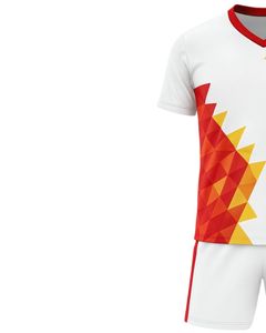 Custom Soccer Jersey And <b>Shorts</b> Set White <b>Red</b> Yellow Sublimation Printed Polyester Sports Uniform For <b>Men</b> Training Wear Team Pro - Product Image 4
