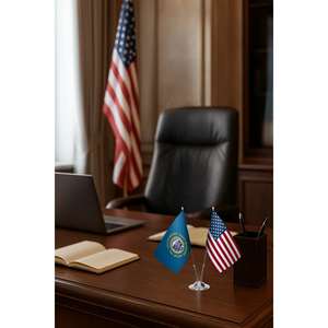 South Dakota & U.S. Custom Desk <b>Flag</b> Set Satin Plastic Polyester Silk Aluminum <b>Pole</b> <b>for</b> Education Digital Printed Pennant Style - Product Image 3