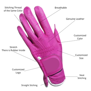 Guante de Golf Rosa Personalizado, Piel de Oveja Cabretta Premium, Transpirable, Ligero, Elástico, Diseño de Alta Calidad, para Zurdos - Product Image 2