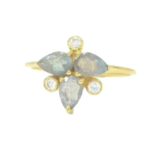 新系列14k金拉布拉多钻石硅品质H色生石宝石结婚订婚戒指