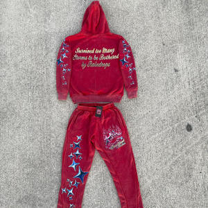 Ensemble survêtement et sweat à capuche pour homme, impression par transfert thermique, délavé à l'acide, personnalisable, hiver, 100% coton, haute qualité - Product Image 4