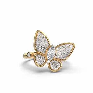 Bague en or blanc 14 carats avec diamants ronds cultivés en laboratoire pour l'amour Bague Hip Hop en diamant rond écologique Cadeau pour elle - Product Image 3