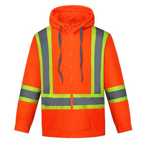 Vestes de travail d'hiver en gros OEM pour hommes, vêtements de travail industriels de sécurité haute visibilité réfléchissants, manteau à capuche avec logo personnalisé, revêtement - Product Image 1