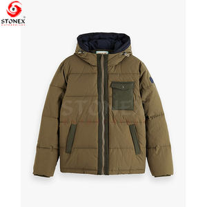 Chaqueta acolchada con logotipo personalizado de alta calidad para hombre, moda de invierno, cuello levantado, cremallera, prendas de vestir, abrigo informal de burbujas, lona, venta al por mayor - Product Image 6