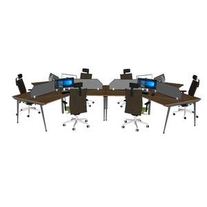 Contemporary 6-Person Plywood <b>Workstation</b> Cluster Modern HBCO057 CONE System Office <b>Desks</b> for Workspace or Bedroom - Product Image 3