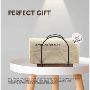 Porte-serviettes de décoration de table de couleur noire en fer massif avec base en bois porte-mouchoir de vaisselle de taille moyenne de qualité de luxe - Product Image 4