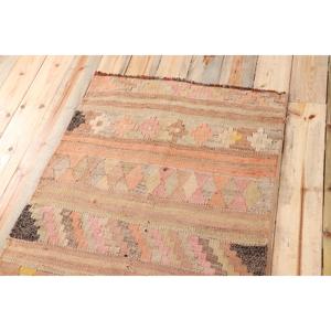 Tapis turc vintage 2,7x9,4 pi (83x287 cm), tapis Kilim marron camouflage - Product Image 5