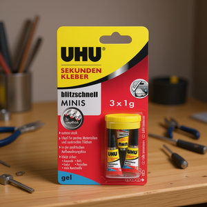 UHU MINIS Gel 3 x 1 g Tubes Incolores Super Glue Liquide à Séchage Ultra-Rapide Produit Adhésif - Product Image 3