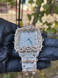 Reloj de Cuarzo Royal Shine de Alta Calidad para Hombre, con Caja Cuadrada de Acero Inoxidable, Esfera de Cristal y Diamantes Moissanite - Product Image 4