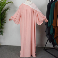 Abaya Modeste pour Femme, Manches Longues, Couleur Unie, Longueur Ras du Sol, Robe en Coton, Usage Quotidien, Style Moyen-Orient, Coupe Ample, Col Rond