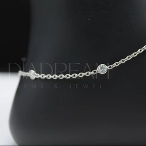 Premium 925 Sterling Silver <b>Anklet</b> Fully Iced Out Leb Grown Cut Bezel Setting <b>Gold</b> <b>Plated</b> Anniversary Gift for Wife - Product Image 1