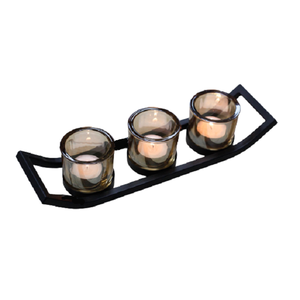 Votive en fer avec cheminée en verre taille et forme personnalisées pièce maîtresse bougeoir pour la décoration de mariage - Product Image 2