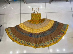 กระโปรงยิปซีสไตล์โบฮีเมียนสไตล์ฮิปปี้เดรสกระโปรงผ้าไหมปะต่อเอวสูงเดรสกระโปรงพิมพ์ลายใส่สบาย - Product Image 6