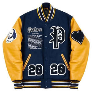 Chaqueta de cuero Varsity de invierno para hombre, cuello levantado a prueba de viento, mangas completas, logotipo frontal, Parche de moda de béisbol, trabajo - Product Image 1