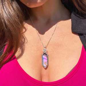 925 Sterling Silver Wire Wrapped Purple Labradorite Gemstone Collier Pendentif Unique Handmade Healing Jewelry - Product Image 4