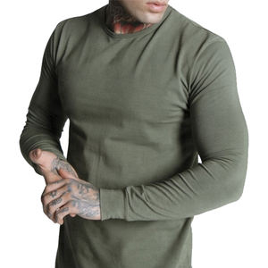 Camiseta de hombro caído de gran tamaño para hombre con estampado personalizado de alta calidad Jersey ropa de calle de algodón largo sólido cuello redondo peso pesado largo - Product Image 4