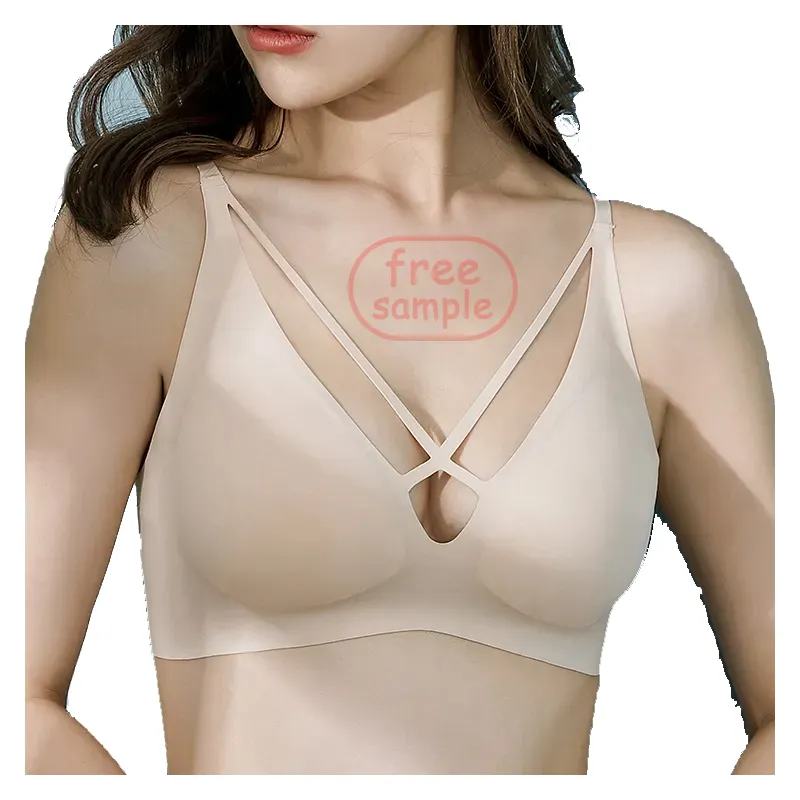 सेक्सी सहज ब्रा आरामदायक तार नि: शुल्क दैनिक ब्रा वी गर्दन नरम समर्थन 2XL प्रकाश बुनियादी बनियान ब्रा वापस हुक के साथ फिटनेस योग पहनने