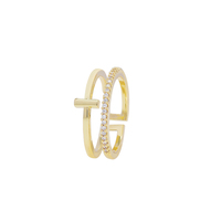 Anneaux ajustables à la mode, ouverts, en forme ronde, plaqués or 18 carats, sertis de zirconias, pour femmes, cadeaux, fêtes, mariages, bijoux en laiton