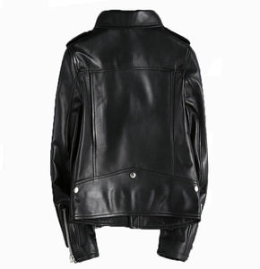 Chaqueta de moto de piel auténtica para mujer al por mayor, abrigo regular ligero con relleno de algodón transpirable de talla grande - Product Image 2