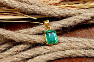 14k Or Colombie Émeraude Pendentif À La Main Antique Bijoux 925 En Argent Sterling Pierres Précieuses Collier Élégant Cadeau Pour Les Femmes - Product Image 3