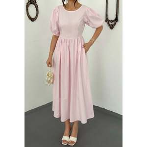 Robe rose avec détail de nœud au dos - Rose - Product Image 4